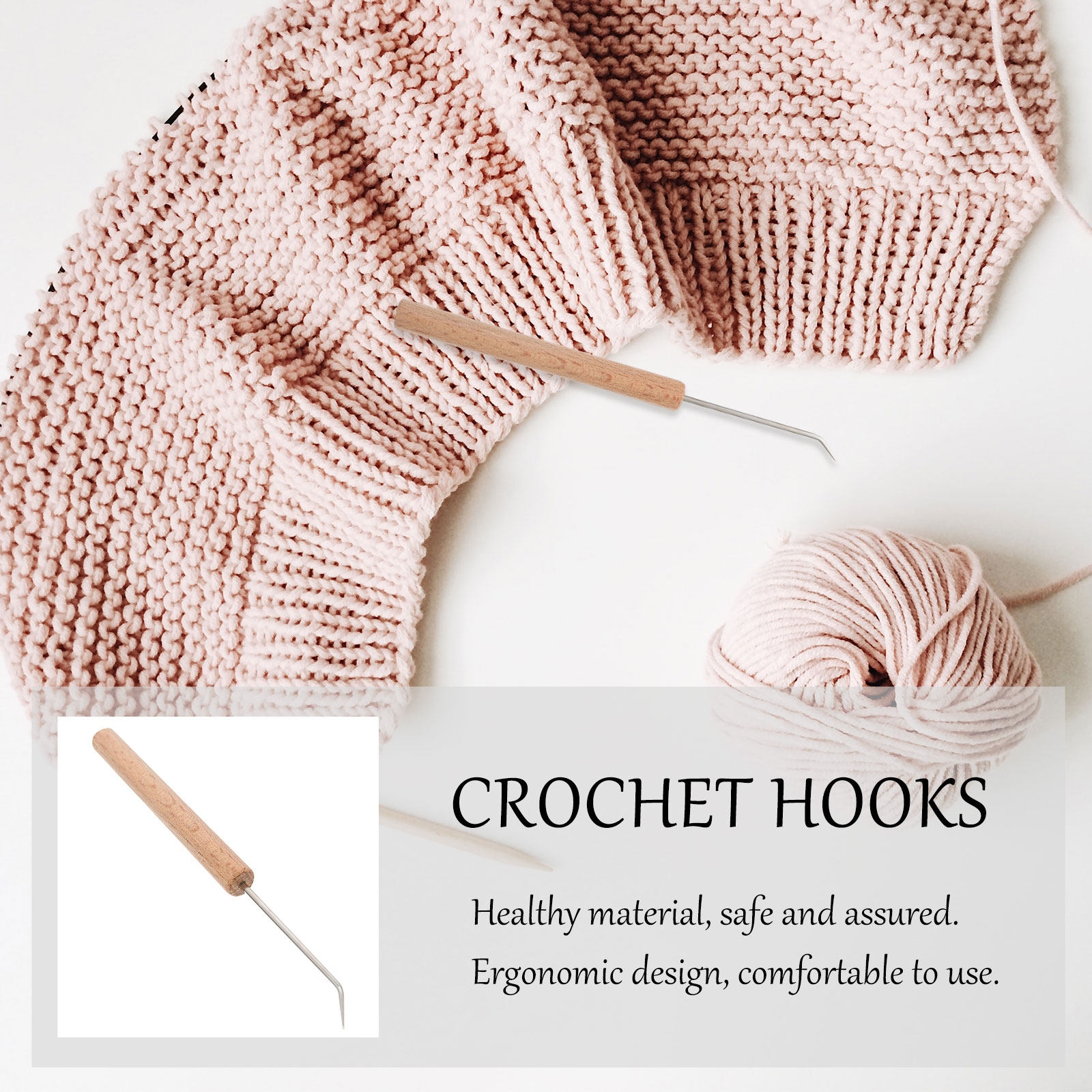 Wooden Crochet Hooks Ergonomic Handle - Crochet Hooks with Wooden Handle, Ergonomic
