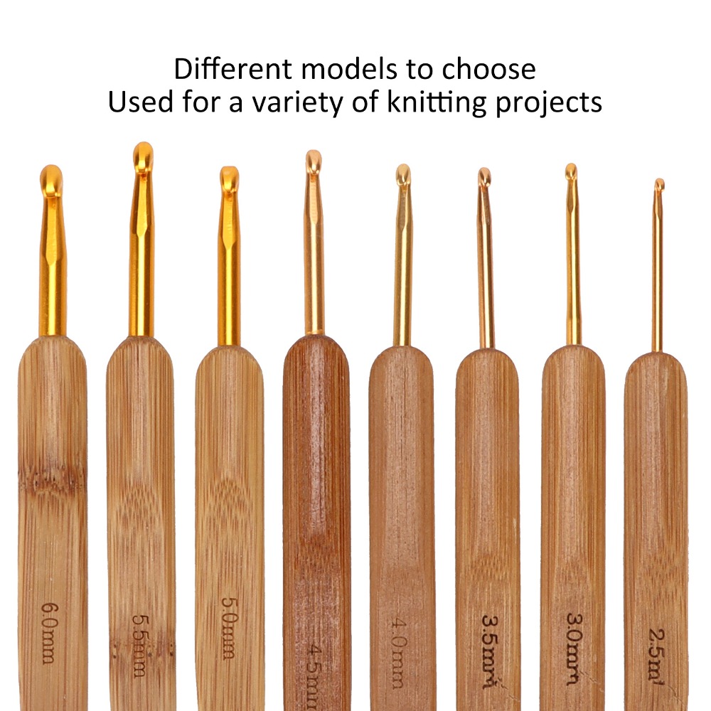 8pcs 2.5-6mm Sizes Crochet Hoo - Wooden Crochet Hooks Ergonomic Handle review and price